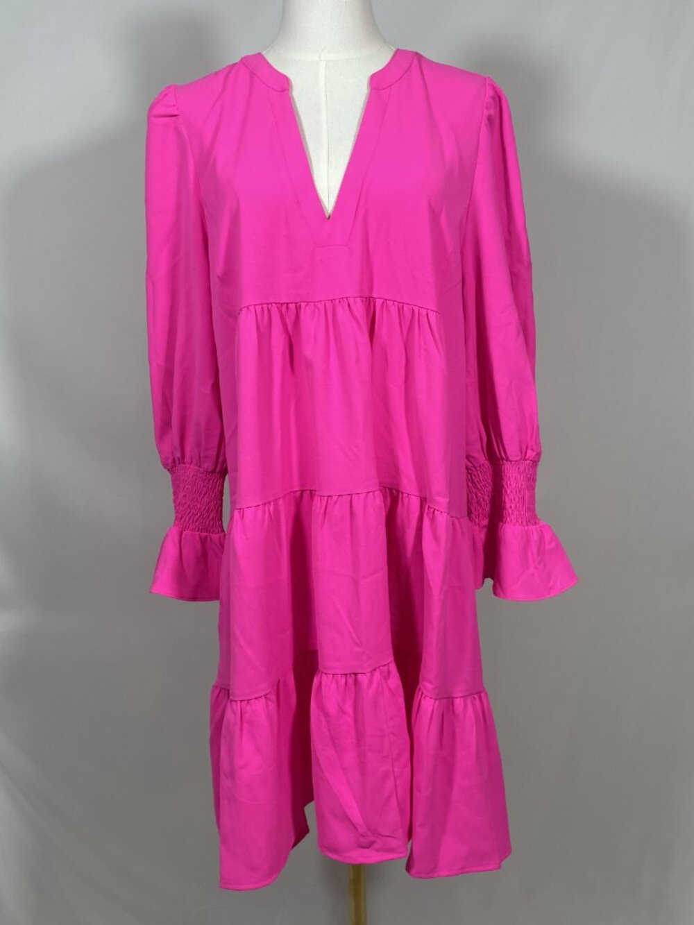 Pomander Place by Tuckernuck Kenzo Hot Pink Crepe Tiered Mini Dress Size L